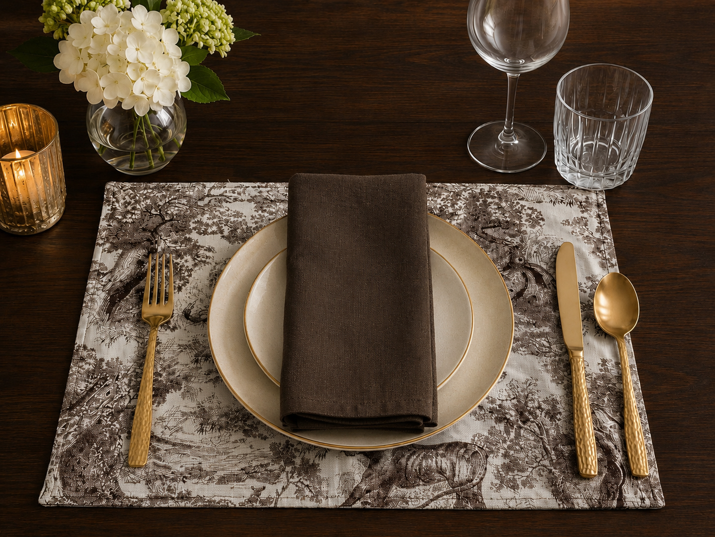 Toile De Jouy Placemats - Mink (Set of 4)