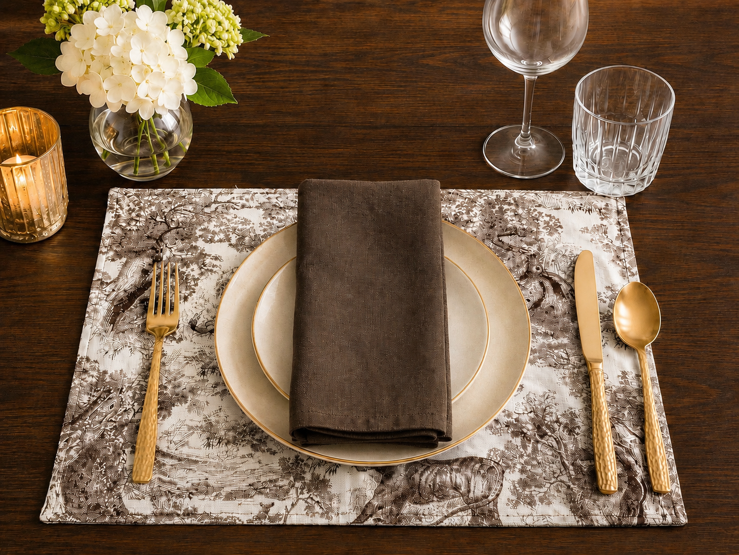 Toile De Jouy Placemats - Mink (Set of 4)